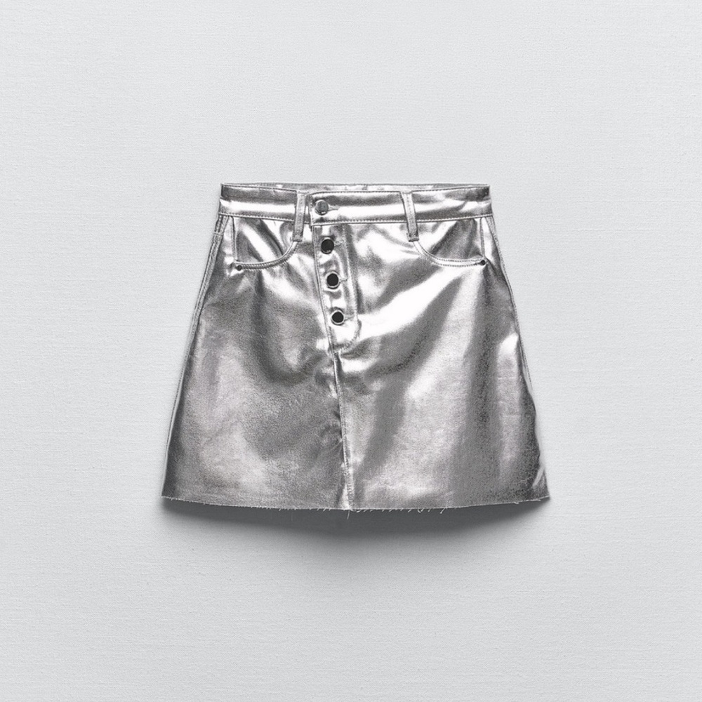 Zara Silver Metallic Skirt